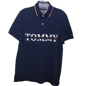 Tommy Hilfiger men's custom fit short sleeve blue polo shirt size small petite